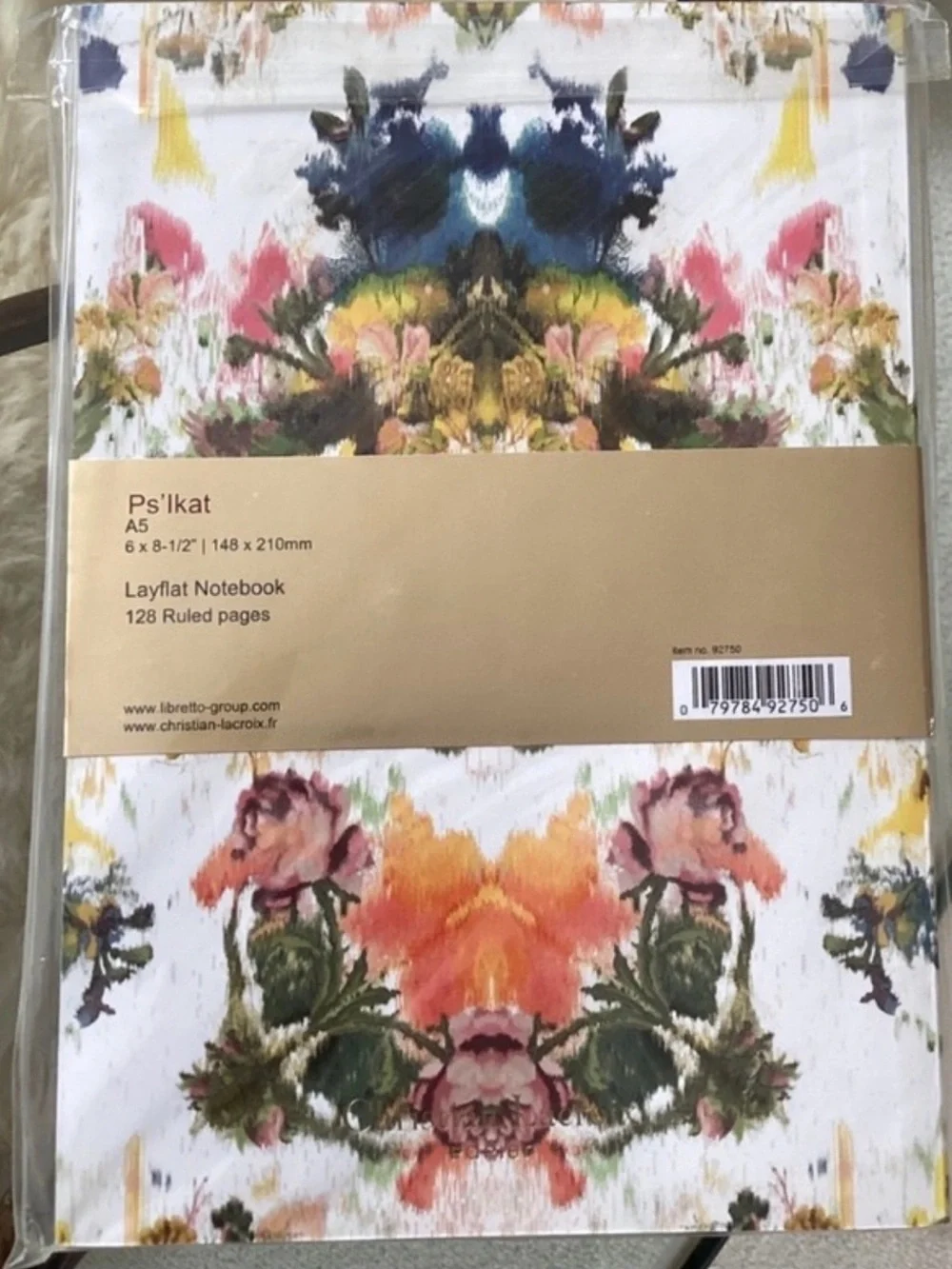 NOTEBOOK: CHRISTIAN LACROIX Ps'Ikat A5 w/Bold Floral Ikat-Patterned Cover, NWOT